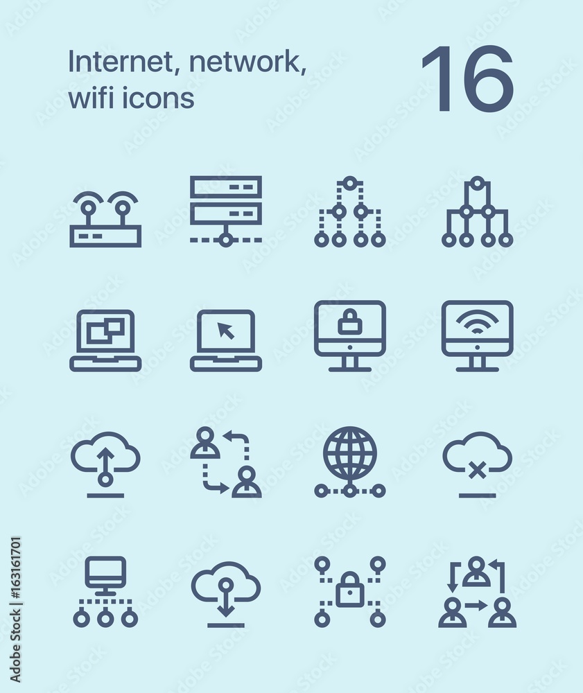 Outline Internet, network, wifi icons for web and mobile design pack 2