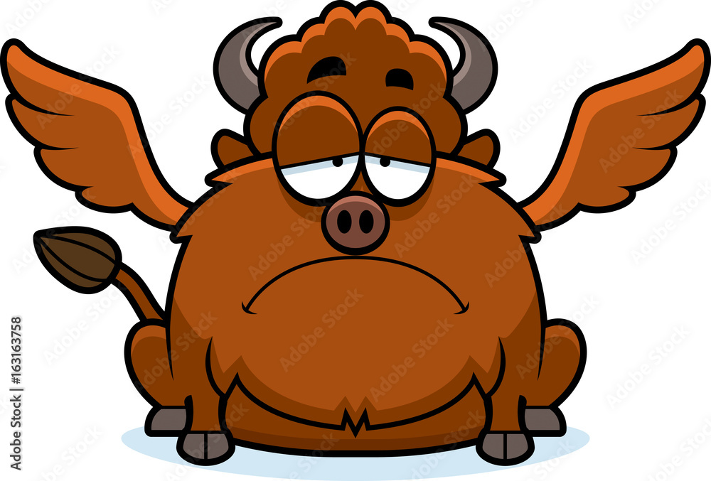 Fototapeta premium Sad Cartoon Buffalo Wings