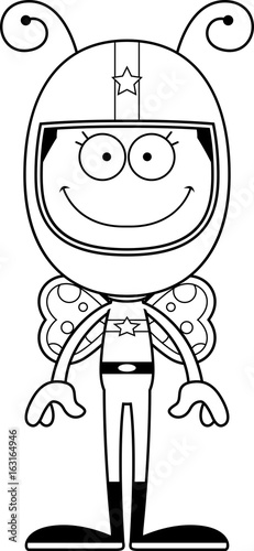 Cartoon Smiling Race Car Driver Butterfly