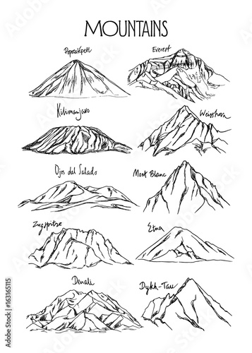 Hand drawn mountain peaks