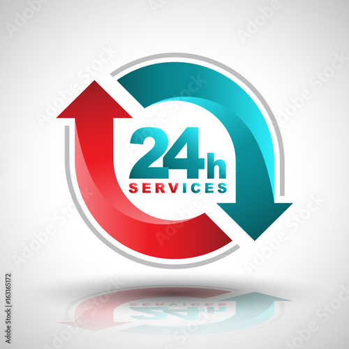 24 hours services banner. Vector illustration.