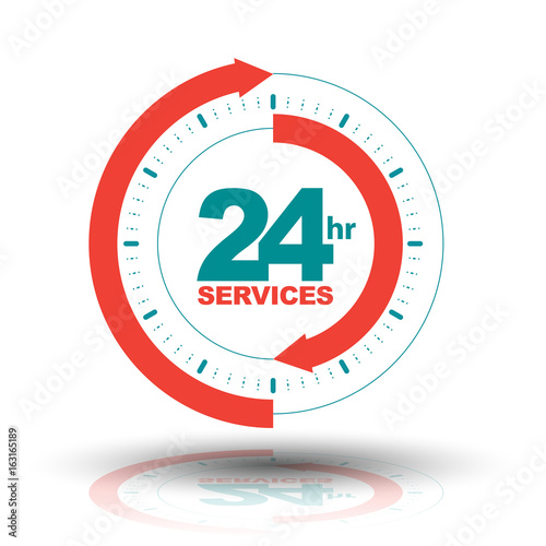 24 hours services banner. Vector illustration.