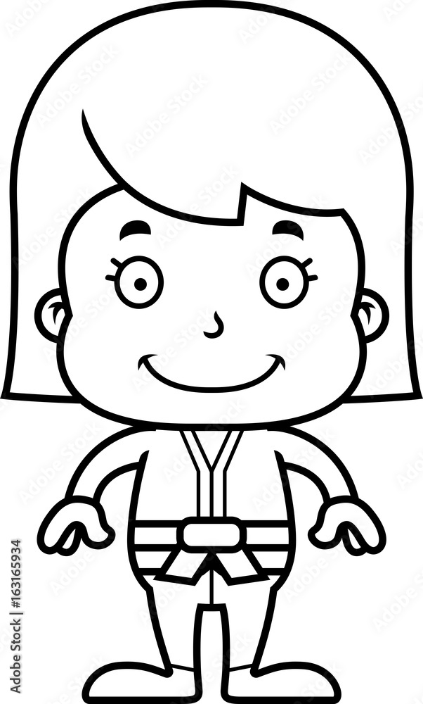 Cartoon Smiling Karate Girl Cartoon Smiling Karate Girl