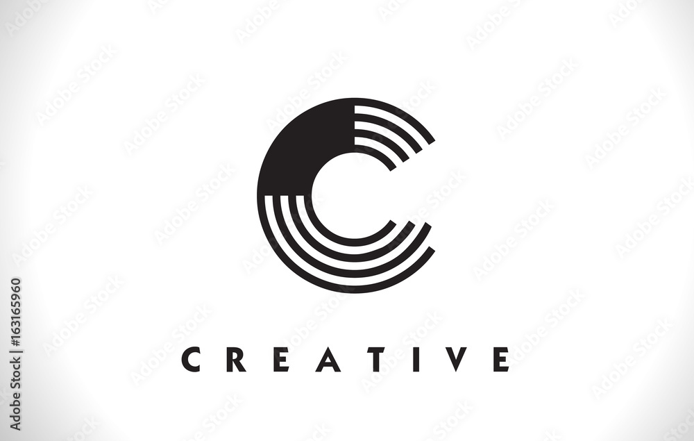 C Logo Letter With Black Lines Design. Line Letter Vector Illustration C Logo Letter With Black Lines Design. Line Letter Vector Illustration