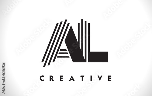 AL Logo Letter With Black Lines Design. Line Letter Vector Illustration