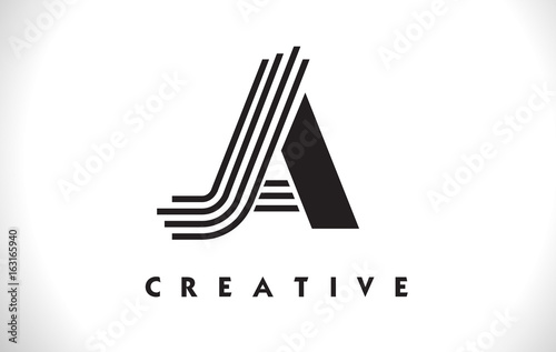 JA Logo Letter With Black Lines Design. Line Letter Vector Illustration photo