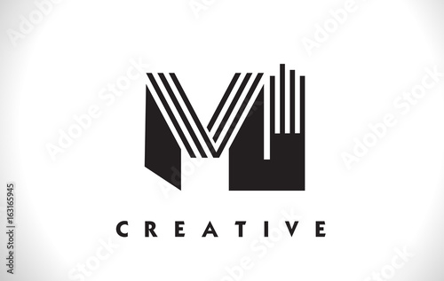 MI Logo Letter With Black Lines Design. Line Letter Vector Illustration