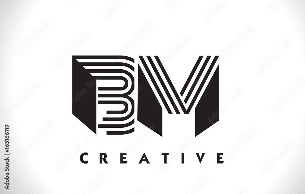 BM Logo Letter With Black Lines Design. Line Letter Vector Illustration BM Logo Letter With Black Lines Design. Line Letter Vector Illustration