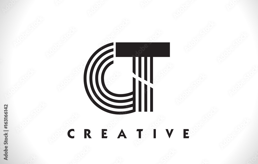 GT Logo Letter With Black Lines Design. Line Letter Vector Illustration GT Logo Letter With Black Lines Design. Line Letter Vector Illustration