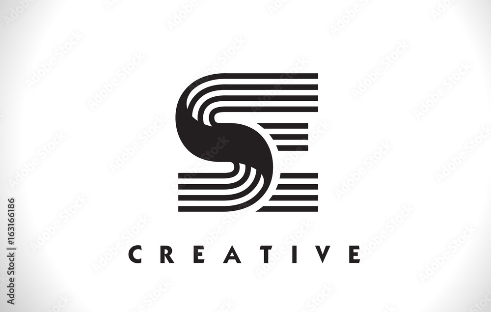 SE Logo Letter With Black Lines Design. Line Letter Vector Illustration