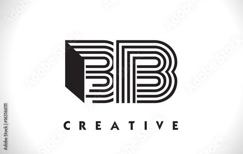 BB Logo Letter With Black Lines Design. Line Letter Vector Illustration