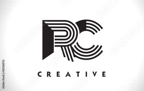 RC Logo Letter With Black Lines Design. Line Letter Vector Illustration