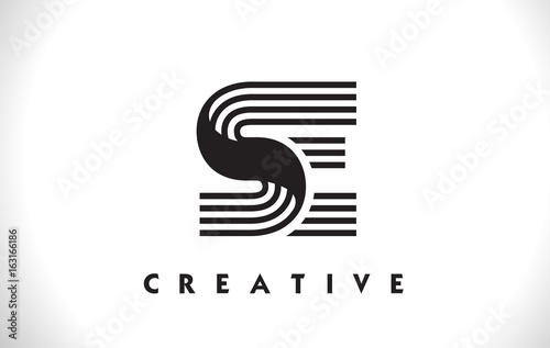 SE Logo Letter With Black Lines Design. Line Letter Vector Illustration