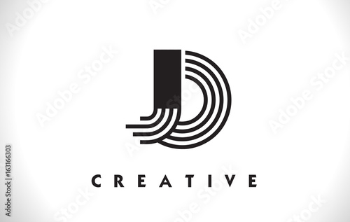 JO Logo Letter With Black Lines Design. Line Letter Vector Illustration