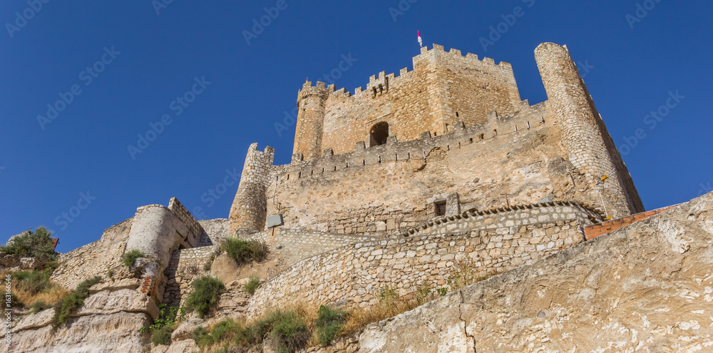 Panorama of the hilltop castle in Alcala del Jucar