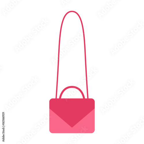 Pink cross body bag. Vector illustration.