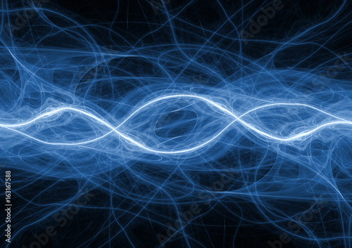 Blue plasma or sound waves, abstract wave background