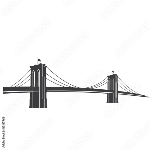 Brooklyn_grey. New York symbol - Brooklyn Bridge - vector illustration