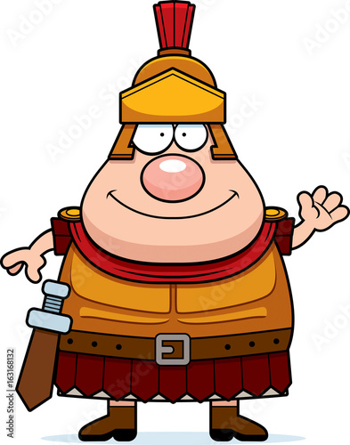 Cartoon Roman Centurion Waving