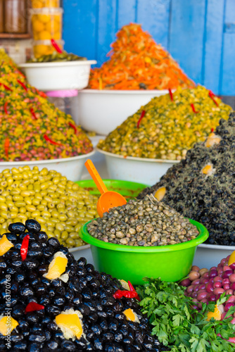 assorted olives on market in morocco
