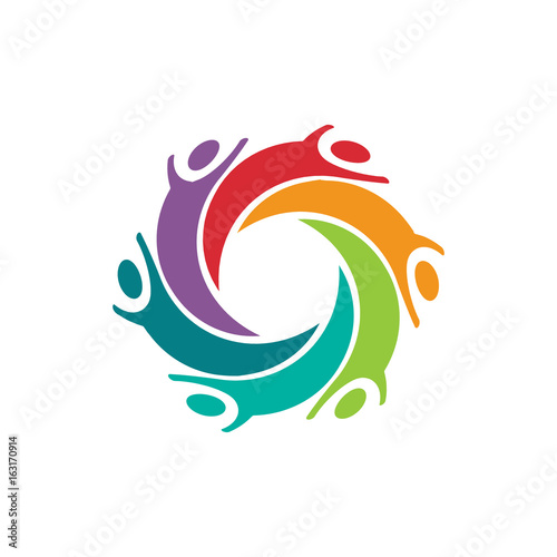 Happy Children People Logo Vector Design Graphic Illustration