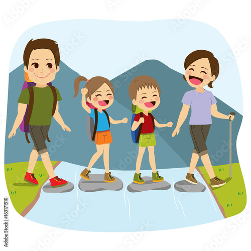 Young cute happy family cro...