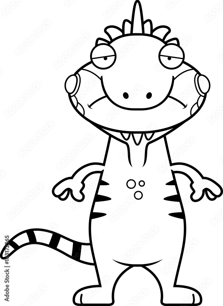 Naklejka premium Sad Cartoon Iguana