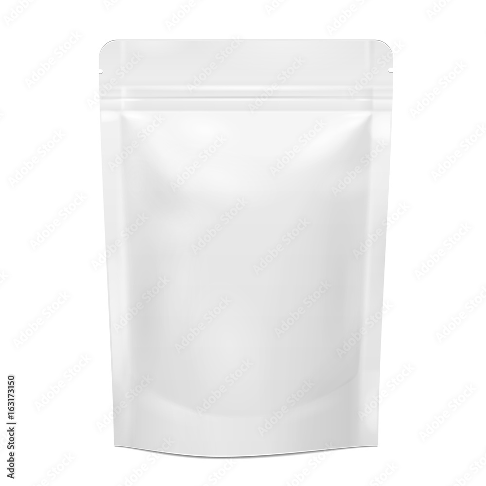 White Blank Sealed Foil Food Pouch Bag Packaging Vector EPS10 Stock Vector