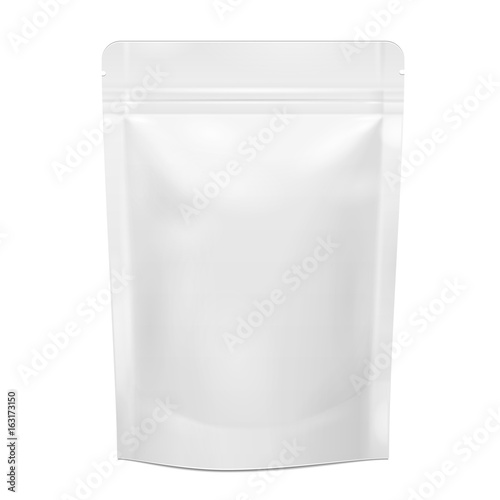 White Blank Sealed Foil Food Pouch Bag Packaging Vector EPS10