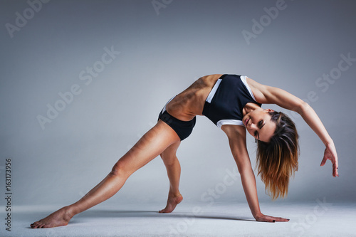 Sports woman stretching