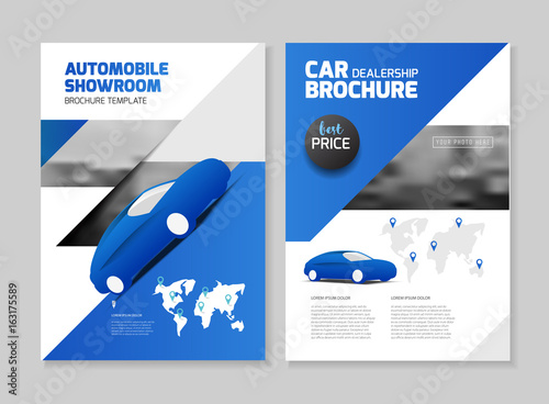 Car dealership brochure. Automobile showroom
