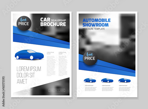 Car dealership brochure. Automobile showroom