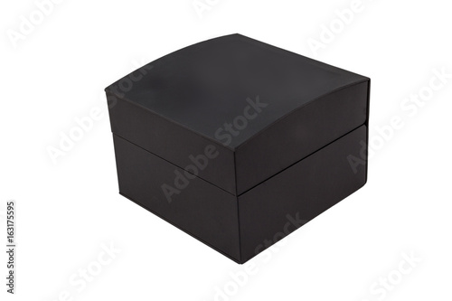 Black closed jewelry gift box isolated on white background