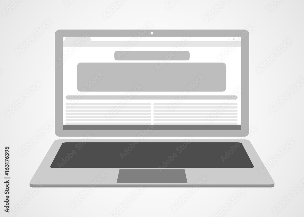 Modern Laptop with Internet Browser Open Icon Isolated Modern Laptop with Internet Browser Open Icon Isolated