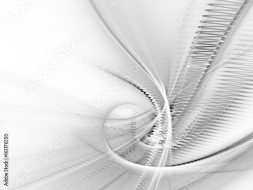 Abstract background element. Fractal graphics. Dynamic composition of curves  blurs and halftone effect. White texture.