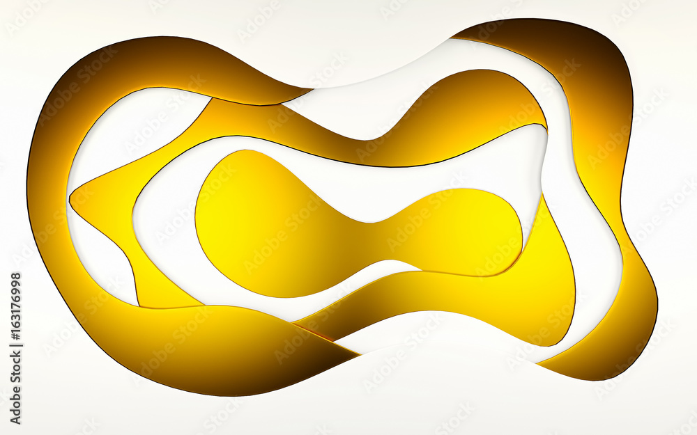 Obraz premium Abstrakcjonistyczny złoto i biały geometryczny tło. Renderowanie 3D