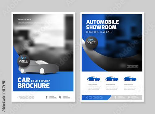 Car dealership brochure. Automobile showroom