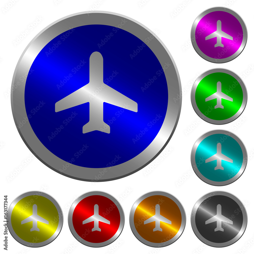 Airplane luminous coin-like round color buttons