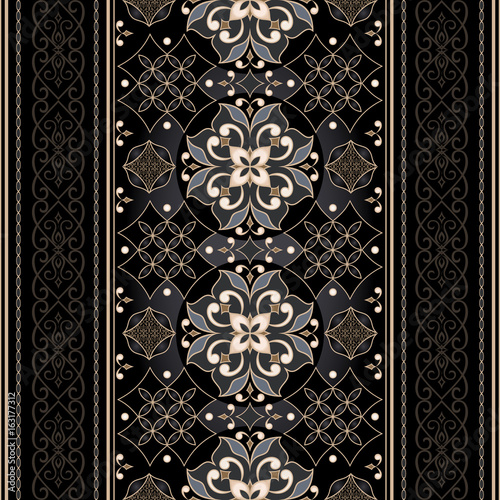 Vector line art seamless border for design template.