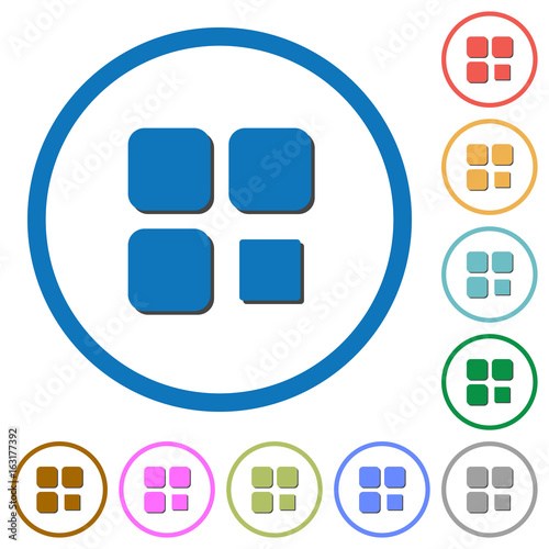 Component stop icons with shadows and outlines