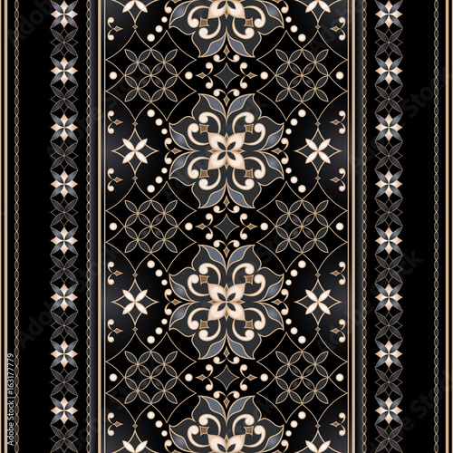 Vector line art seamless border for design template.