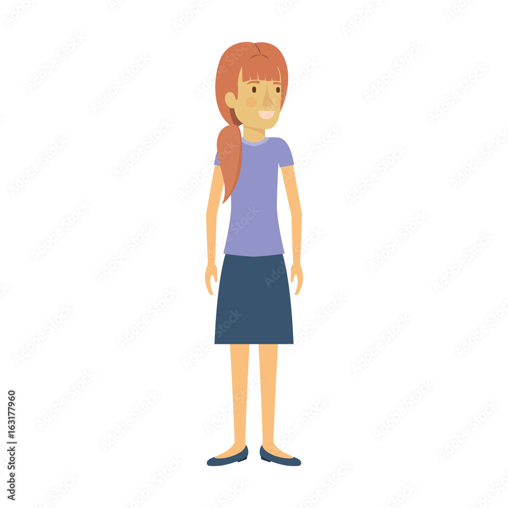 colorful silhouette of woman stand with ponytail and reddish hair vector illustration colorful silhouette of woman stand with ponytail and reddish hair vector illustration