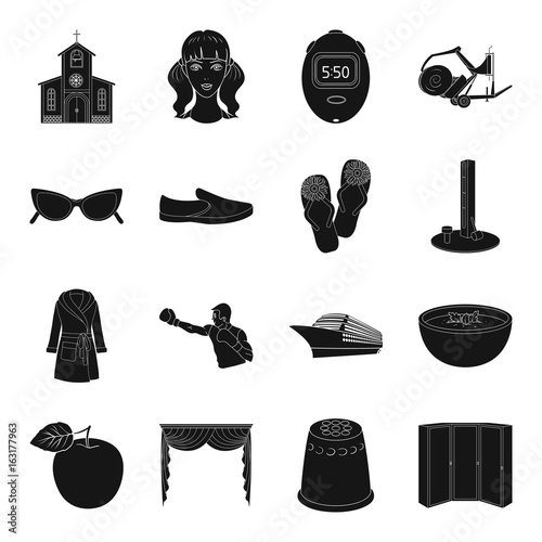 sports, travel, religion and other web icon in black style. transport, atelier, cooking icons in set collection.