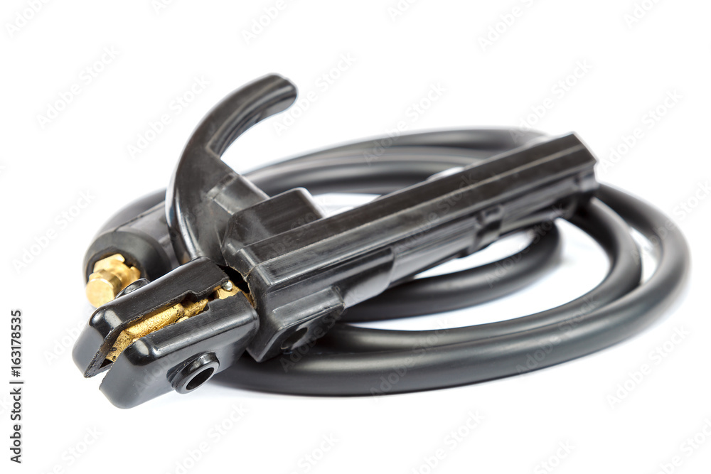 Welding machine wires isolated on white background Welding machine wires isolated on white background