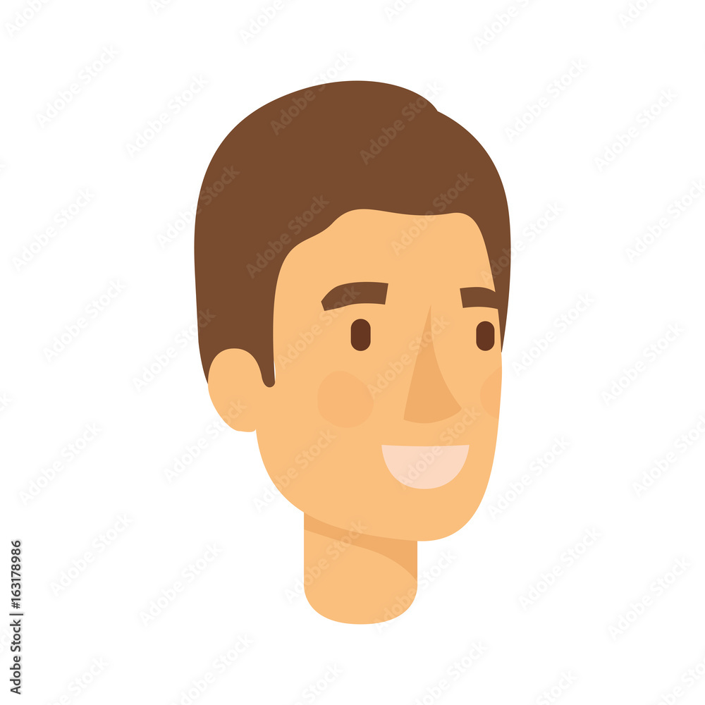 colorful silhouette of man face with light brown hair and short vector illustration