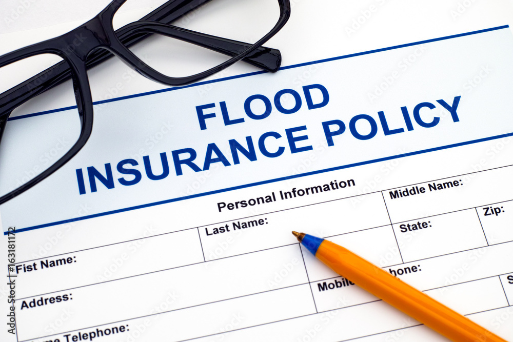 Food insurance policy with pen and glasses Food insurance policy with pen and glasses