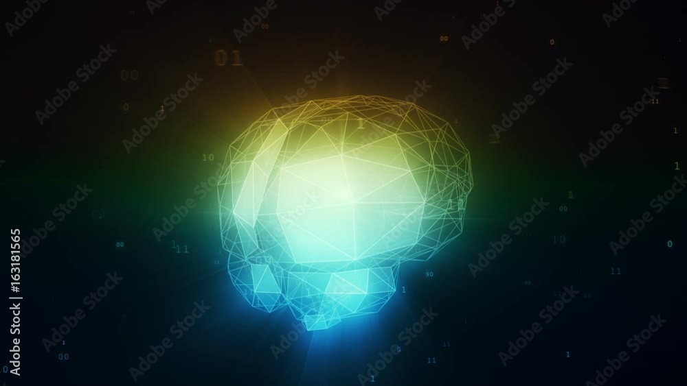 Digital artificial intelligence brain in cloud of binary data Digital artificial intelligence brain in cloud of binary data