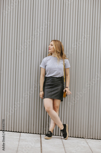 young fashion female model with casual clothes