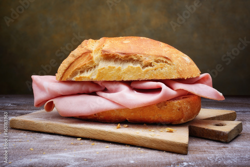 Italian mortadella sandwich photo