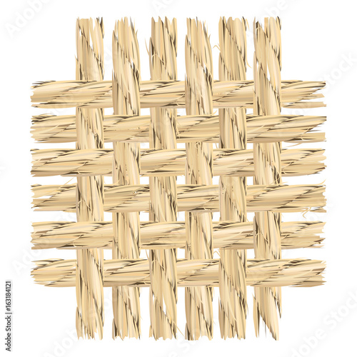Close up of linen cloth pattern cut off. Vector illustration of weaved hemp threads.